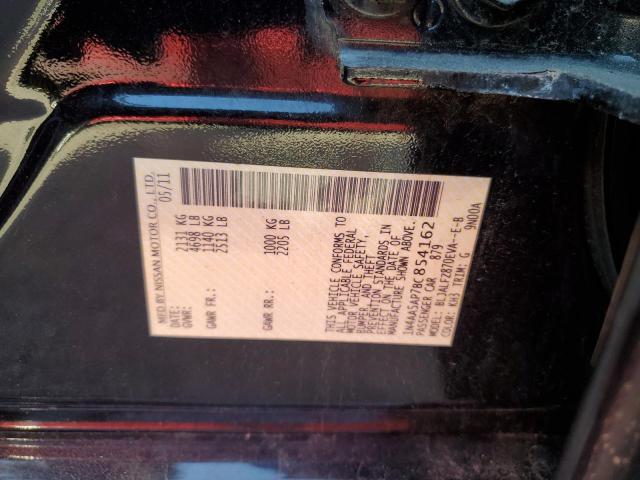 1N4AA5AP7BC854162 - 2011 NISSAN MAXIMA S შავი ფოტო 12