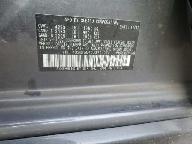 4S3GTAM62J3721074 - 2018 SUBARU IMPREZA SPORT 石墨色 照片 12
