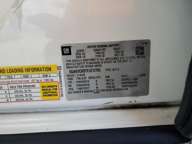 5GAKVCKD7FJ212765 - 2015 BUICK ENCLAVE WHITE photo 13