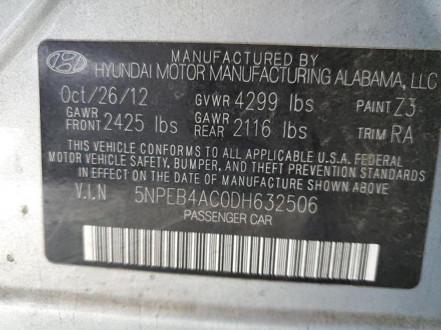 5NPEB4AC0DH632506 - 2013 HYUNDAI SONATA GLS BLUE photo 12