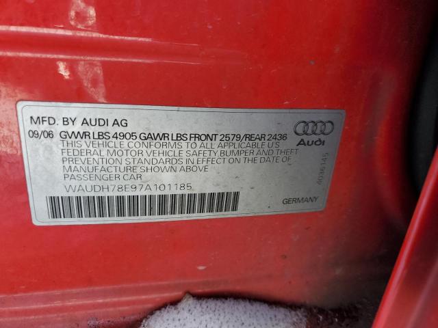 WAUDH78E97A101185 - 2007 AUDI A4 3.2 QUATTRO RED photo 12