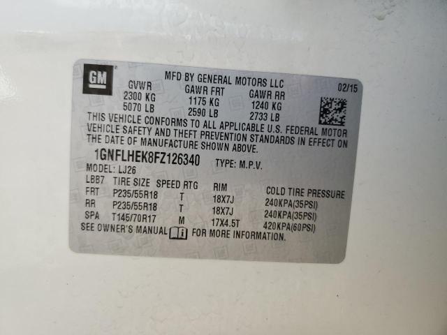 1GNFLHEK8FZ126340 - 2015 CHEVROLET EQUINOX LTZ WHITE photo 13