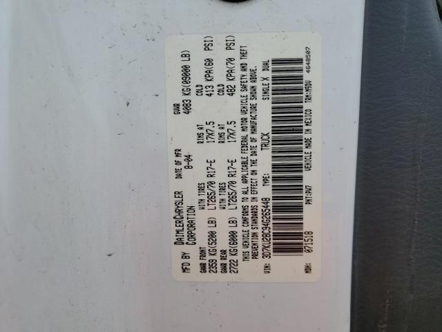 3D7KU28C94G265448 - 2004 DODGE RAM 2500 ST أبيض صورة 13