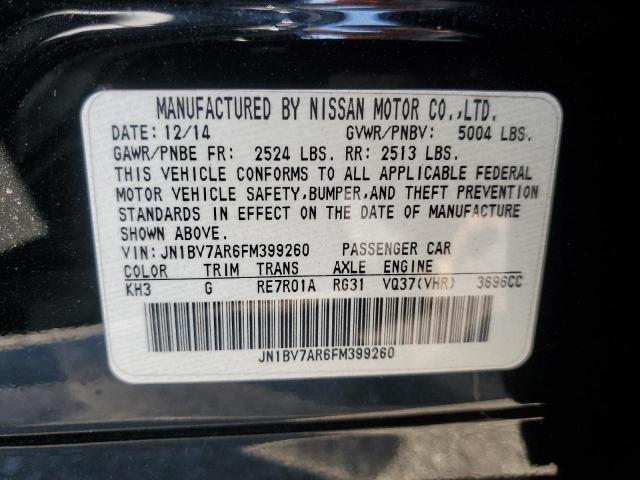 JN1BV7AR6FM399260 - 2015 INFINITI Q50 BASE შავი ფოტო 13