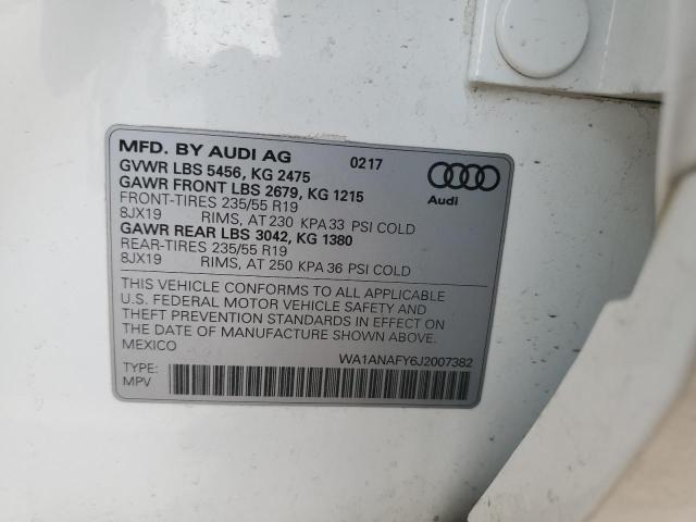 WA1ANAFY6J2007382 - 2018 AUDI Q5 PREMIUM WHITE photo 13