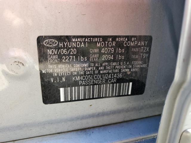 KMHC05LC0LU241436 - 2020 HYUNDAI IONIQ LIMITED SILVER photo 12