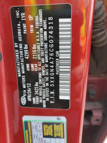 5XXGN4A76CG074318 - 2012 KIA OPTIMA EX Kasztanowy zdjęcie 12