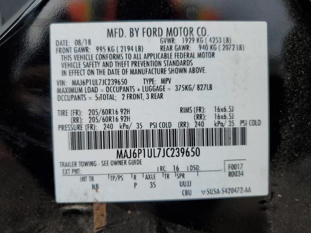 MAJ6P1UL7JC239650 - 2018 FORD ECOSPORT SE BLACK photo 13