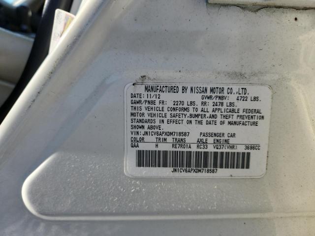 JN1CV6APXDM718587 - 2013 INFINITI G37 BASE WHITE photo 12