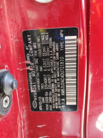 KM8JU3AC4DU721810 - 2013 HYUNDAI TUCSON GLS RED photo 13