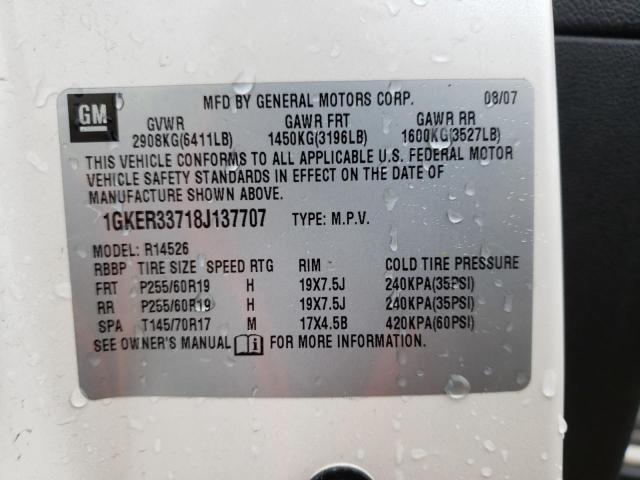 1GKER33718J137707 - 2008 GMC ACADIA SLT-2 CREAM photo 12