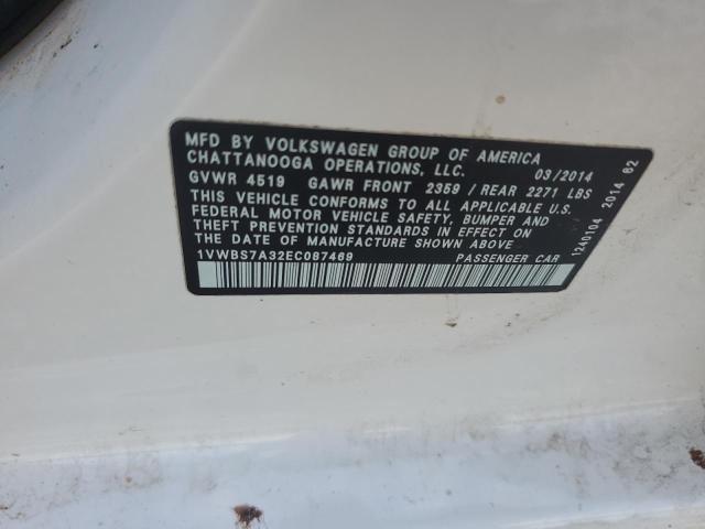 1VWBS7A32EC087469 - 2014 VOLKSWAGEN PASSAT SE 白色 照片 12