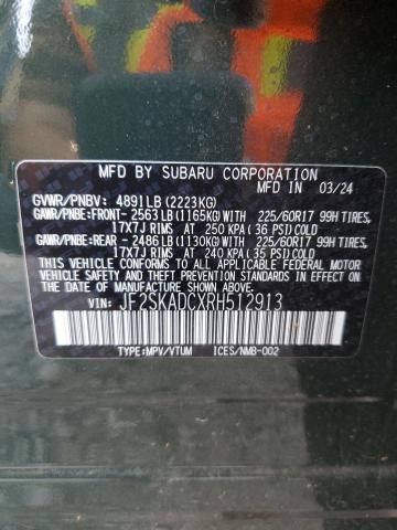 JF2SKADCXRH512913 - 2024 SUBARU FORESTER PREMIUM Yeşil fotoğraf 14