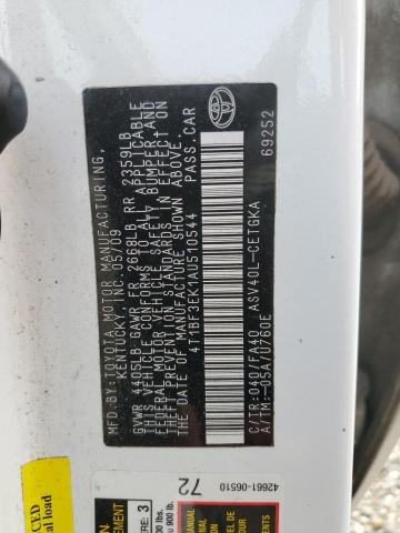 4T1BF3EK1AU510544 - 2010 TOYOTA CAMRY BASE WHITE photo 12