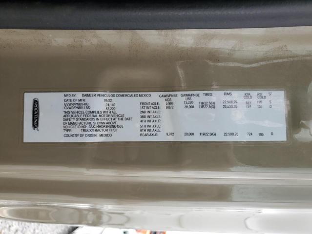 3AKJHHDR9NSNU4553 - 2022 FREIGHTLINER CASCADIA 1 თაფლისფერი ფოტო 10