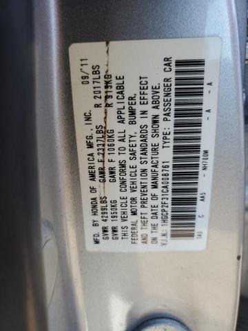 1HGCP2F31CA008761 - 2012 HONDA ACCORD LX SILVER photo 12