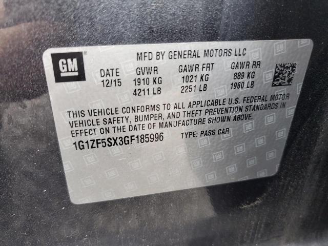 1G1ZF5SX3GF185996 - 2016 CHEVROLET MALIBU LT GRAY photo 12