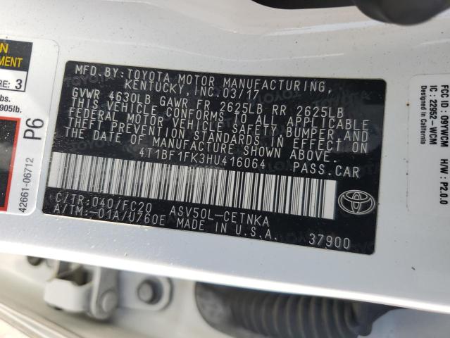 4T1BF1FK3HU416064 - 2017 TOYOTA CAMRY LE 白色 照片 12