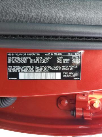 YV4ED3GL8P2038700 - 2023 VOLVO C40 RECHARGE PLUS RED photo 12