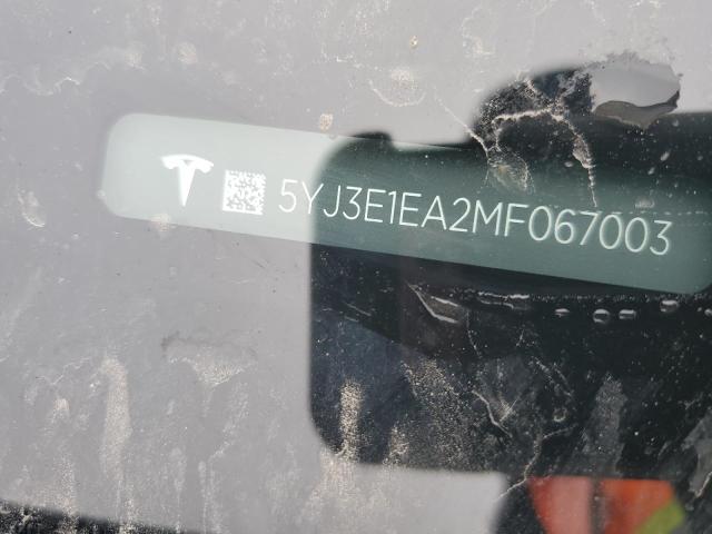 5YJ3E1EA2MF067003 - 2021 TESLA MODEL 3 Ağ foto 12