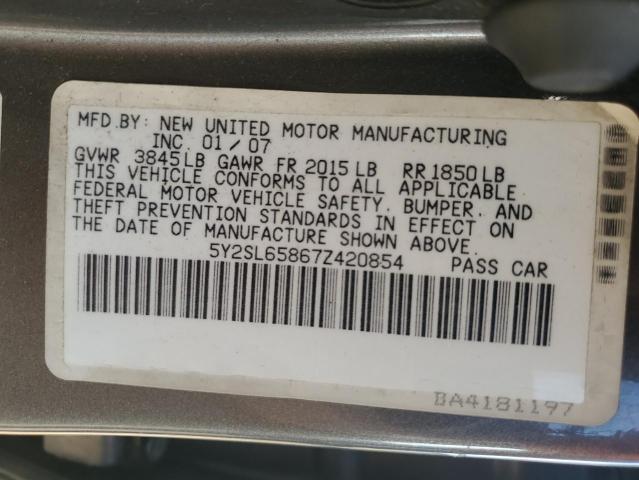 5Y2SL65867Z420854 - 2007 PONTIAC VIBE GRAY photo 13