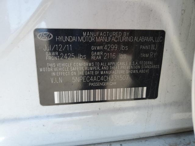 5NPEC4AC4CH331507 - 2012 HYUNDAI SONATA SE თეთრი ფოტო 12