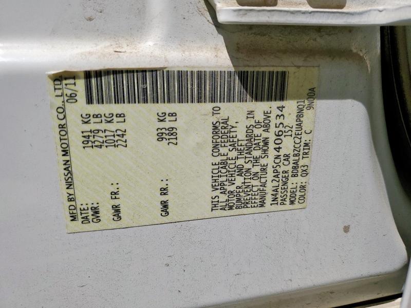 1N4AL2AP5CN406534 - 2012 NISSAN ALTIMA BASE WHITE photo 12