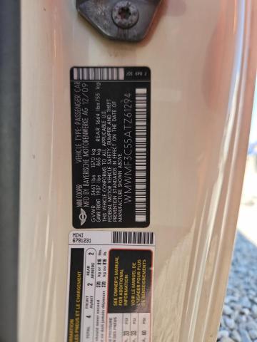 WMWMF3C55ATZ61294 - 2010 MINI COOPER WHITE photo 13