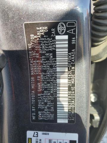 2T1BU40E79C082621 - 2009 TOYOTA COROLLA BASE GRAY photo 12