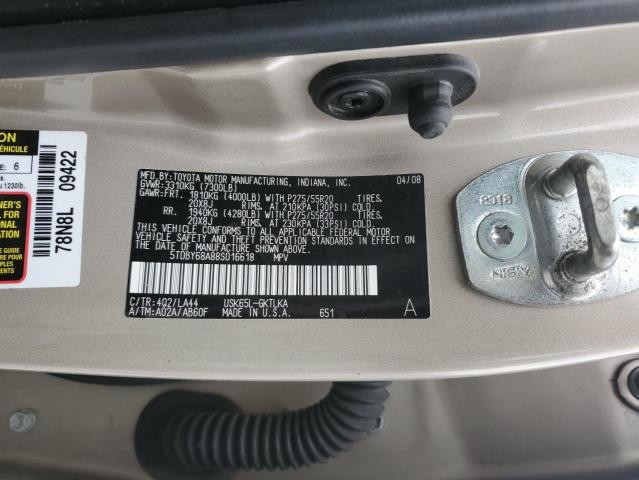 5TDBY68A88S016618 - 2008 TOYOTA SEQUOIA LIMITED BEIGE photo 13