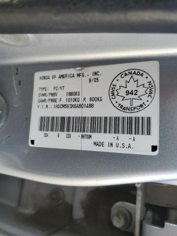 1HGCM563X6A801488 - 2006 HONDA ACCORD SE SILVER photo 12