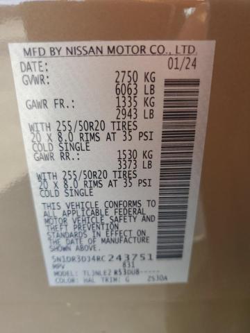 5N1DR3DJ4RC243751 - 2024 NISSAN PATHFINDER PLATINUM Qəhvəyi foto 12