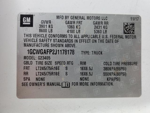 1GCWGAFP2J1178178 - 2018 CHEV EXPRESS G2500 თეთრი ფოტო 14