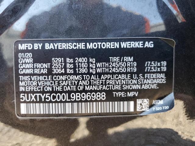 5UXTY5C00L9B96988 - 2020 BMW X3 XDRIVE30I BLACK photo 13