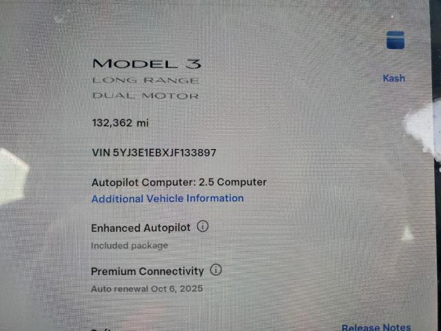 5YJ3E1EBXJF133897 - 2018 TESLA MODEL 3 Көк фото 9