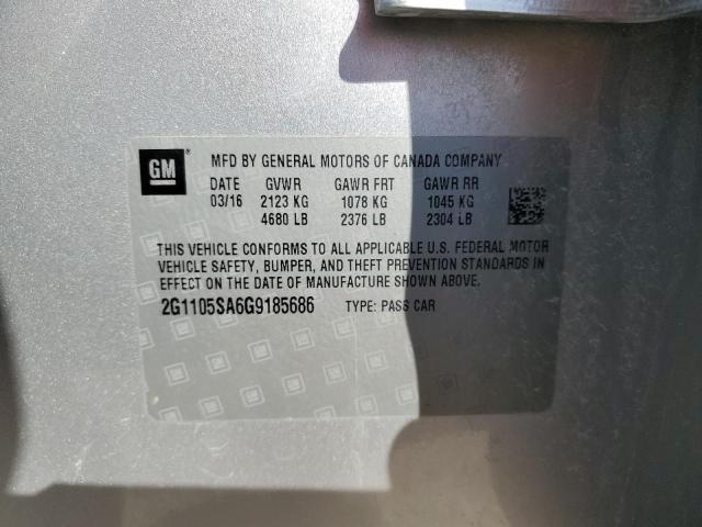 2G1105SA6G9185686 - 2016 CHEVROLET IMPALA LT SILVER photo 12