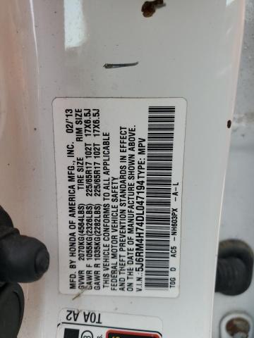 5J6RM4H74DL047194 - 2013 HONDA CR-V EXL WHITE photo 13
