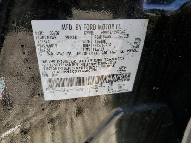 2FMDK48CX7BA90439 - 2007 FORD EDGE SEL BLACK photo 12