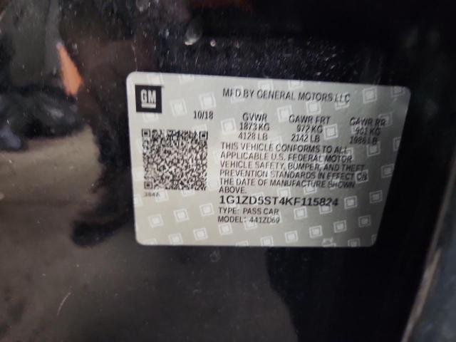 1G1ZD5ST4KF115824 - 2019 CHEVROLET MALIBU LT Czarny zdjęcie 12