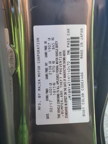 JM1BN1W31H1140470 - 2017 MAZDA 3 GRAND TOURING CHARCOAL photo 12