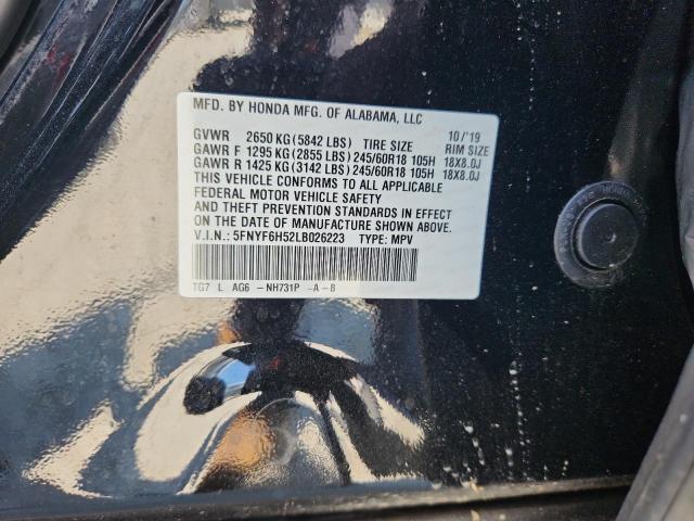 5FNYF6H52LB026223 - 2020 HONDA PILOT EXL 黑色 照片 12