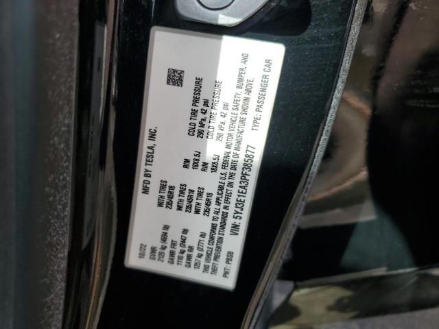 5YJ3E1EA3PF385877 - 2023 TESLA MODEL 3 BLACK photo 12