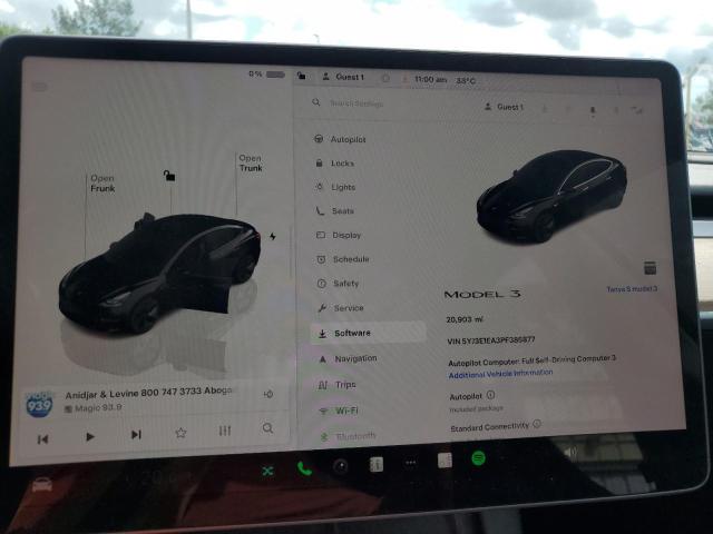 5YJ3E1EA3PF385877 - 2023 TESLA MODEL 3 BLACK photo 9