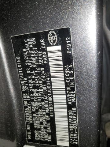 4T1B31HK1JU004415 - 2018 TOYOTA CAMRY LE ნაცრისფერი ფოტო 12