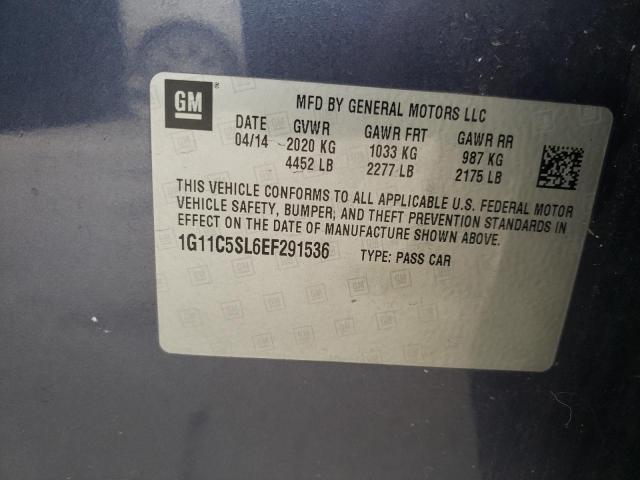 1G11C5SL6EF291536 - 2014 CHEVROLET MALIBU 1LT 蓝色 照片 12