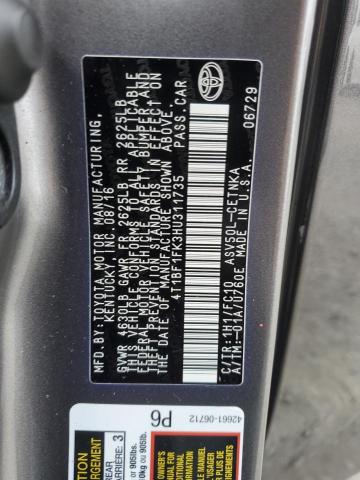 4T1BF1FK3HU311735 - 2017 TOYOTA CAMRY LE GRAY photo 13