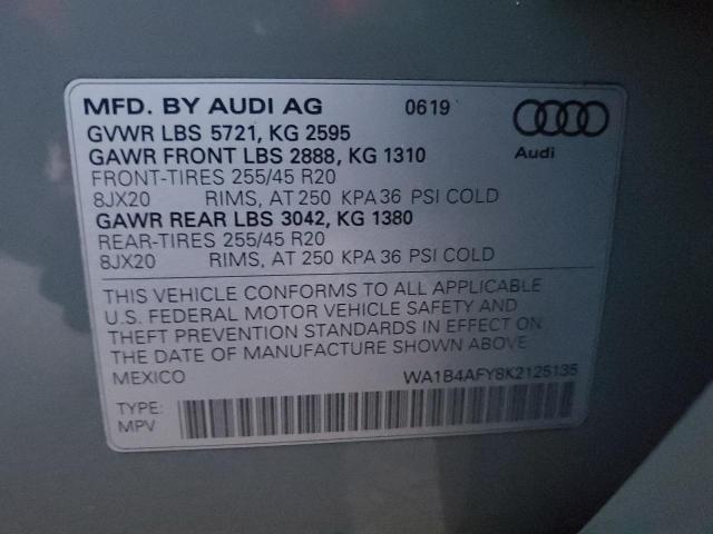 WA1B4AFY8K2125135 - 2019 AUDI SQ5 PREMIUM PLUS GRAY photo 13