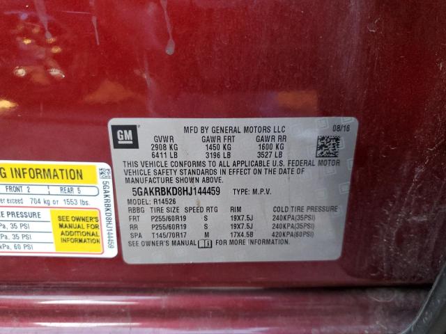 5GAKRBKD8HJ144459 - 2017 BUICK ENCLAVE 红色 照片 14