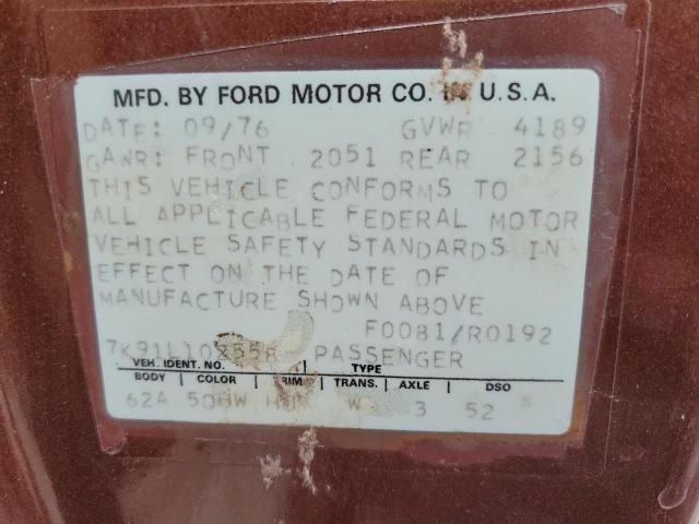 F7K91L102558F - 1977 FORD 2 DOOR BROWN photo 12