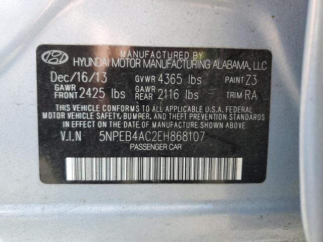 5NPEB4AC2EH868107 - 2014 HYUNDAI SONATA GLS BLUE photo 12